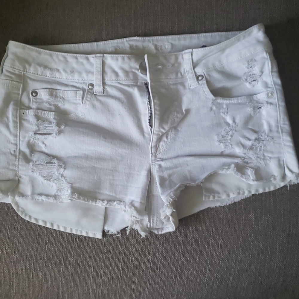 White denim distressed Jean shorts